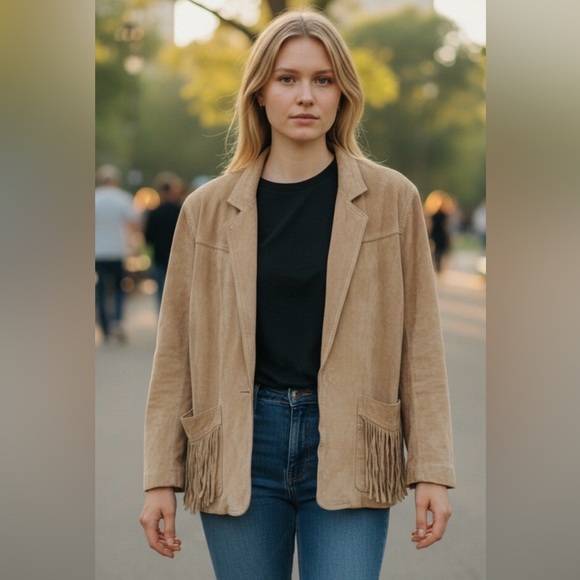 AB Sport Jackets & Blazers - Vintage Suede Western Fringe Jacket